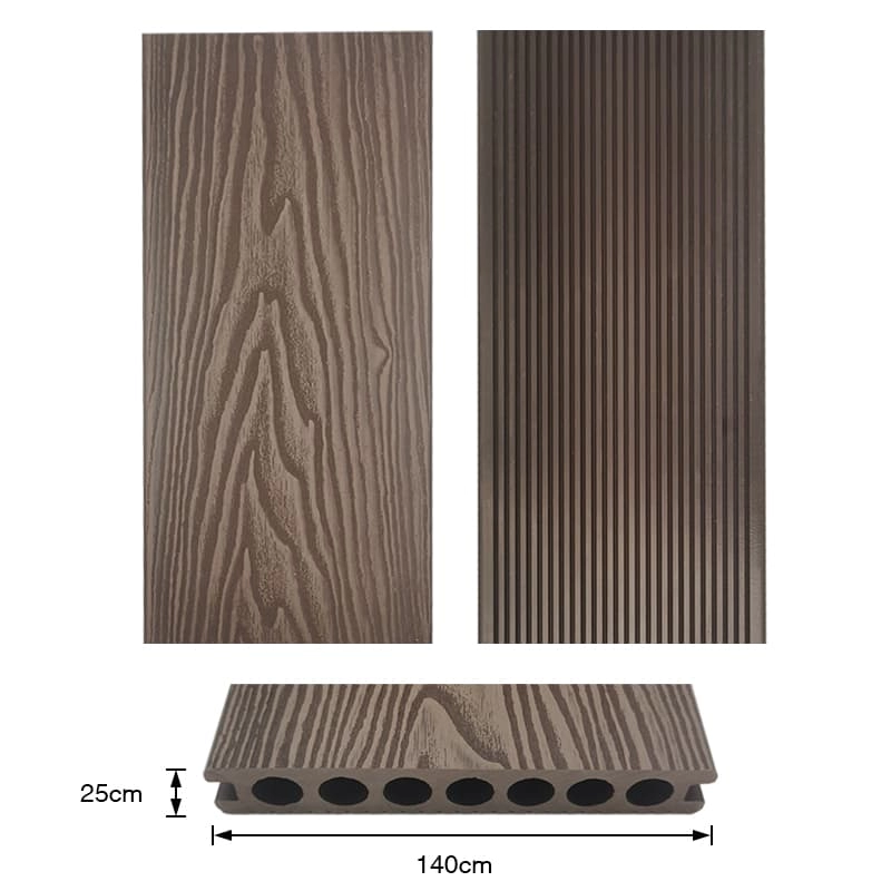 Tercel 140*25mm Eco-friendly Mildew-proof 3D Embossed WPC Composite Wood Stairs WPC Long Lasting Decking