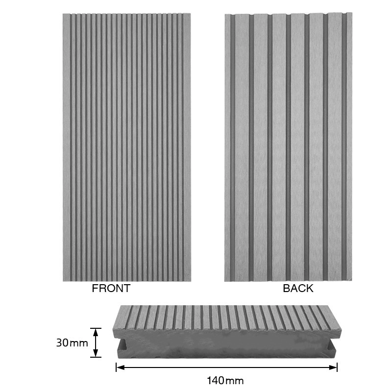 Tercel 140*30 mm Easy to Install Grey Solid WPC Decking Boards Best Composite Decking 2023