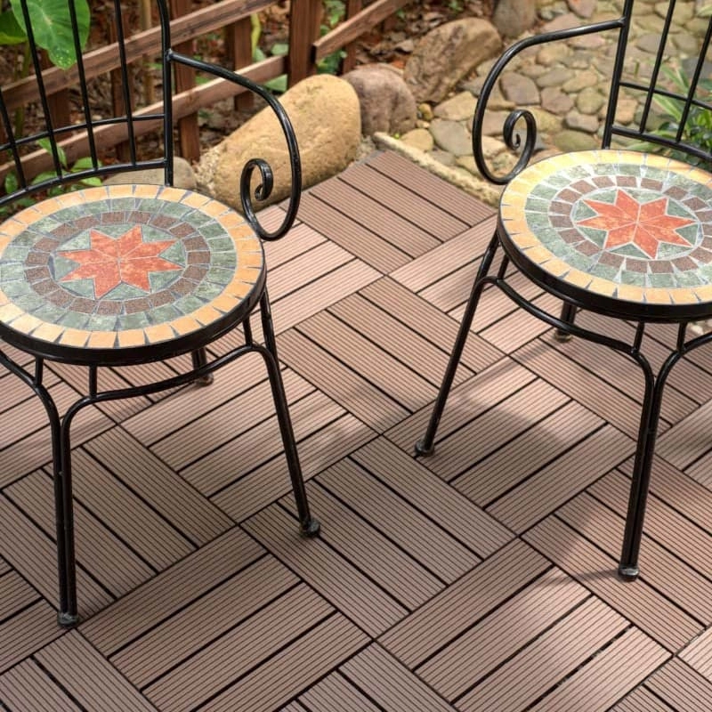 Tercel 300*300*20mm Anti-UV Anti-slip WPC Outdoor Wood Tiles for Patio Installing Deck Tiles