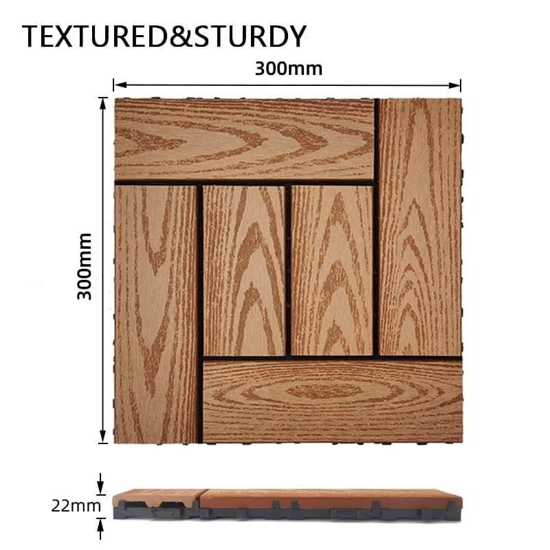 Tercel 300*300*20mm Waterproof WPC DIY Interlocking Deck Tiles Composite Patio Deck Tiles
