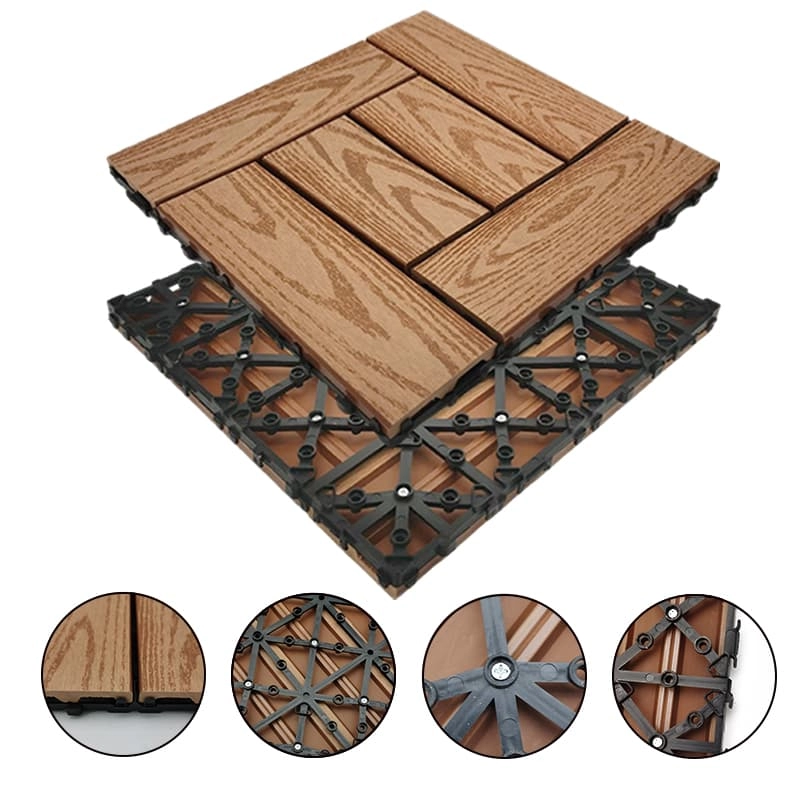 Tercel 300*300*20mm Anti-UV WPC Wood Grain WPC Click Plastic Decking Tiles Outdoor Wood Tiles