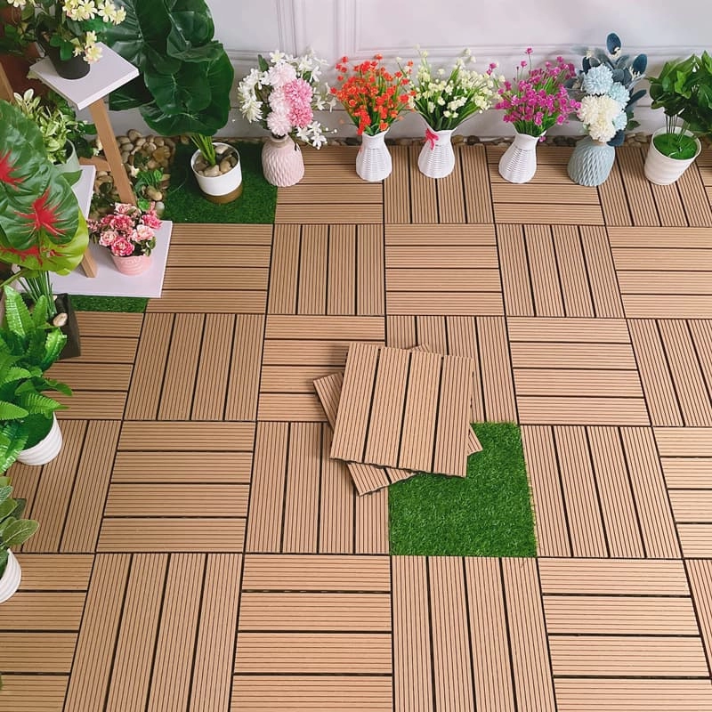 Tercel 300*300*20mm Waterproof Pure Garden Interlocking Patio Floor Tiles WPC Easy Tile Deck Tile
