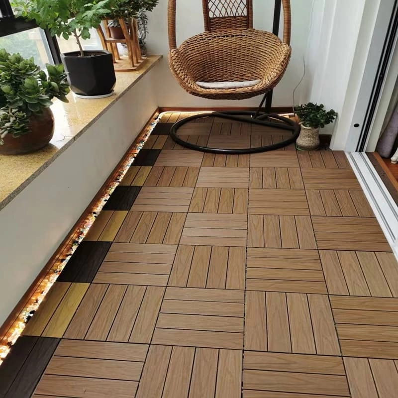 Tercel 300*300*20mm Easy to Install DIY WPC Deck Tiles Floating Deck Tiles Interlocking Outdoor Rubber Tiles