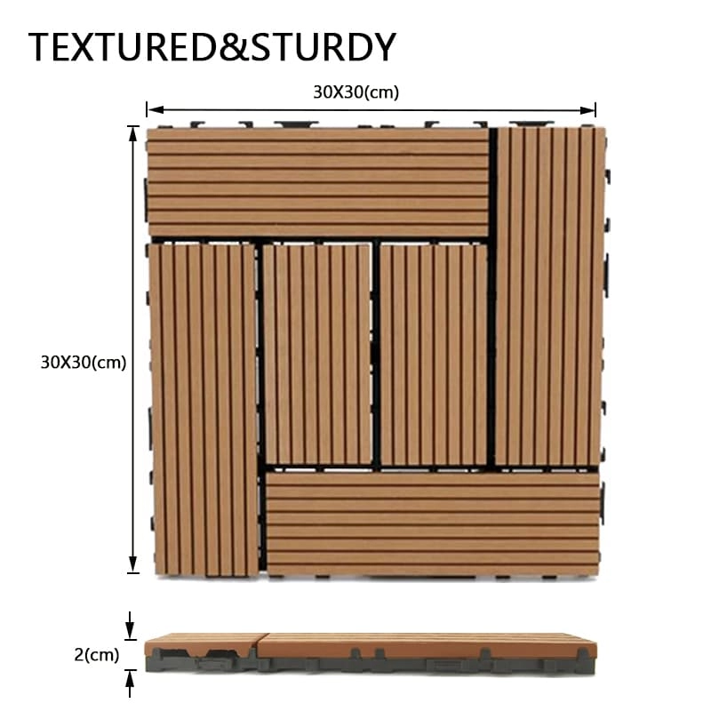Tercel 300*300*20mm Installation Easily DIY Vinyl Deck Tiles WPC Click Patio Tiles Wood Look Interlocking Decking Tiles