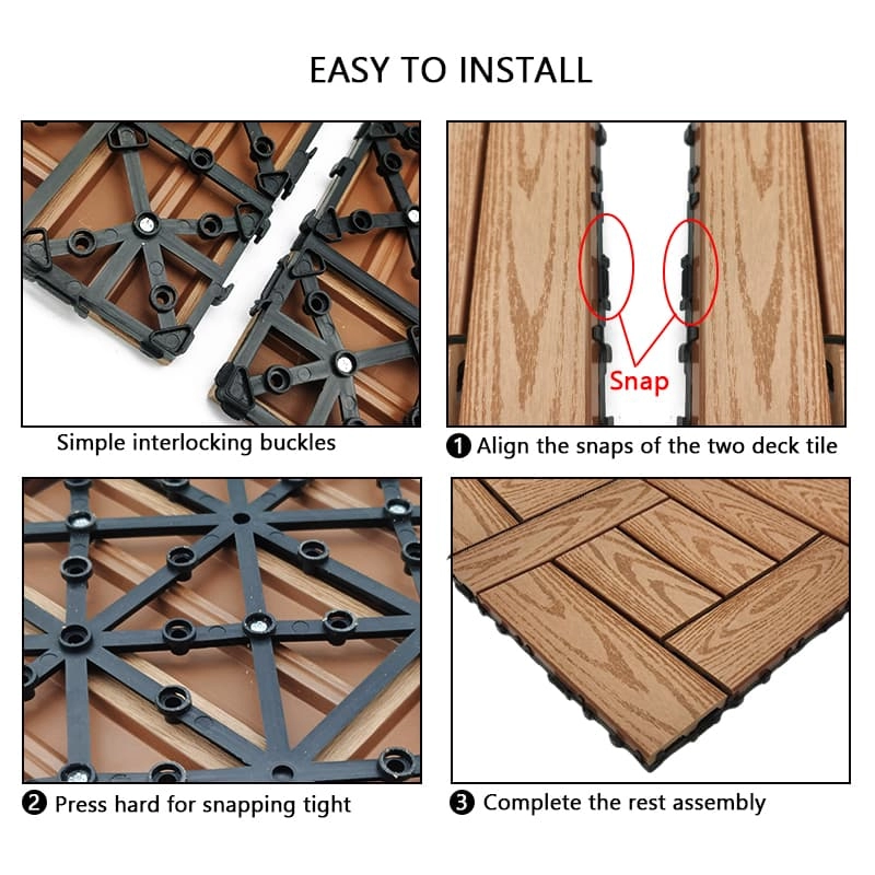 Tercel 300*300*20mm Low Maintenance WPC Tile Decking Outdoor Installing Outdoor Tile over Wood Deck