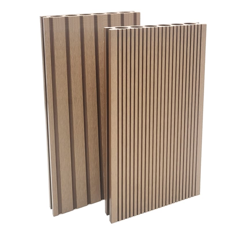 Tercel 140*25mm Moisture-proof Fire-proof Mahogany Stripe Round Hollow Wood Plastic Composite Decking