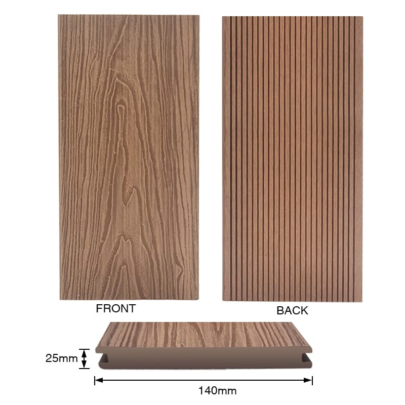 Tercel 140*25mm Moldy-proof Water-proof 3D Wood Grain Solid WPC Decking Boards Cheap Composite Decking Near Me