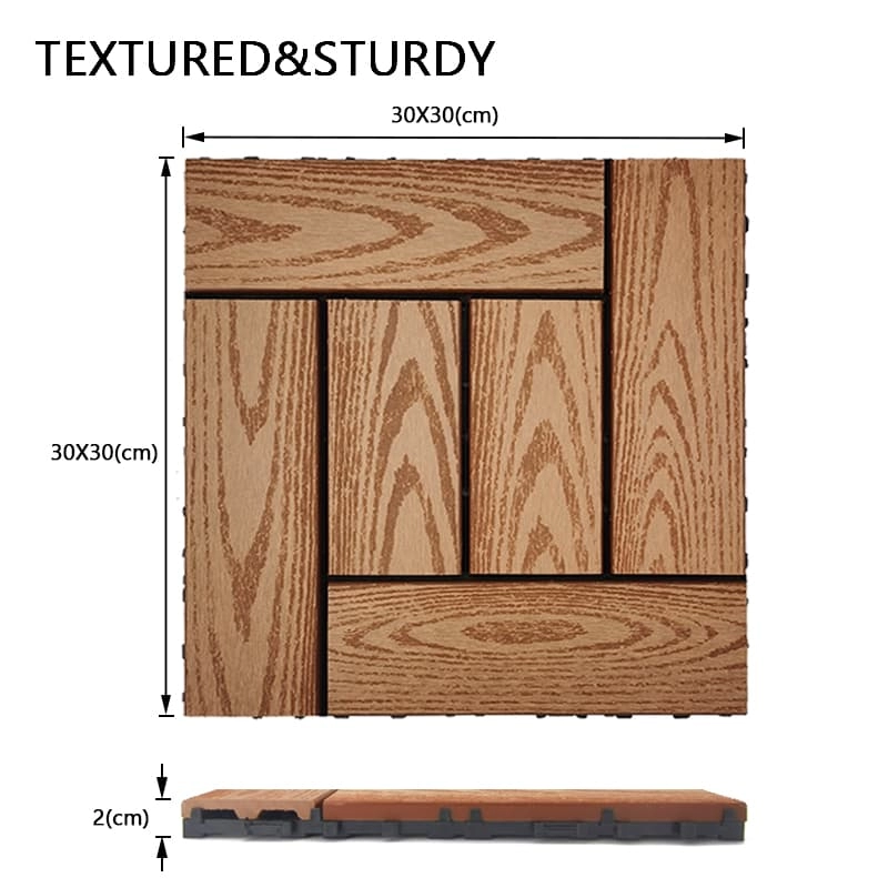 Tercel 300*300*20mm Barefoot-friendly Anti-slip Click Deck Tiles Outdoor Interlocking Deck Tiles