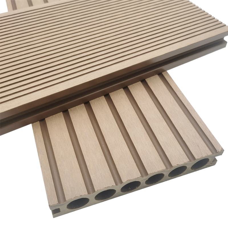 Tercel 140*23mm Water-proof Stripe WPC Decking Boards Teak Color Wood Plastic Composite Decking