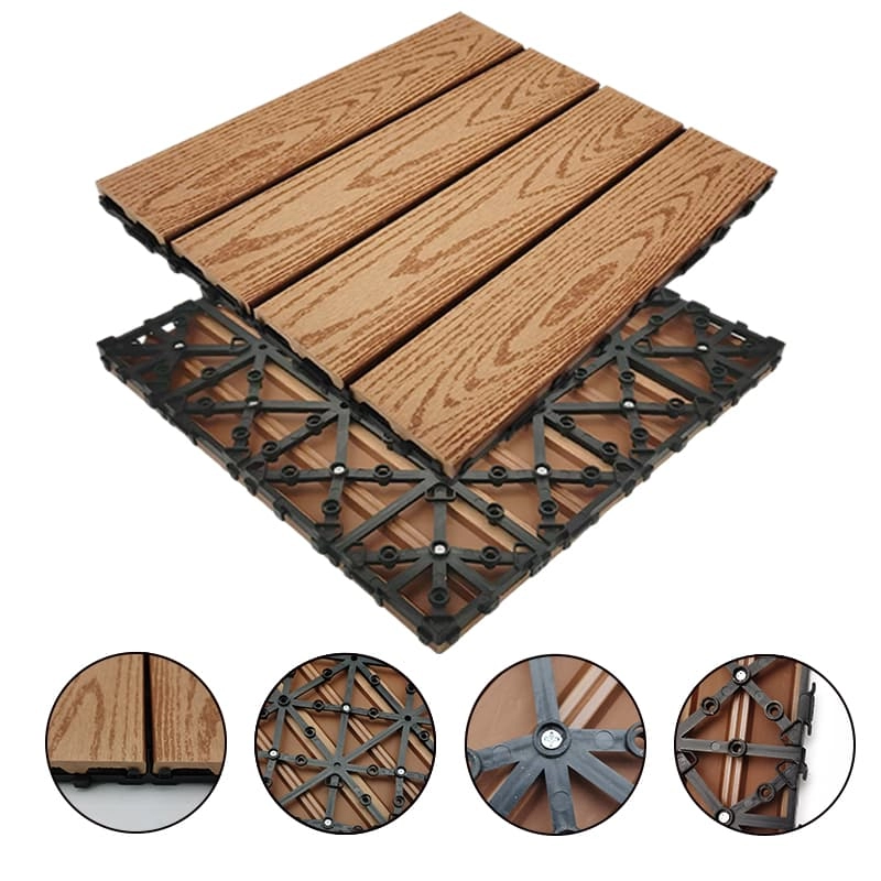 Tercel 300*300*20mm Easy to Install DIY WPC Deck Tiles Floating Deck Tiles Interlocking Outdoor Rubber Tiles