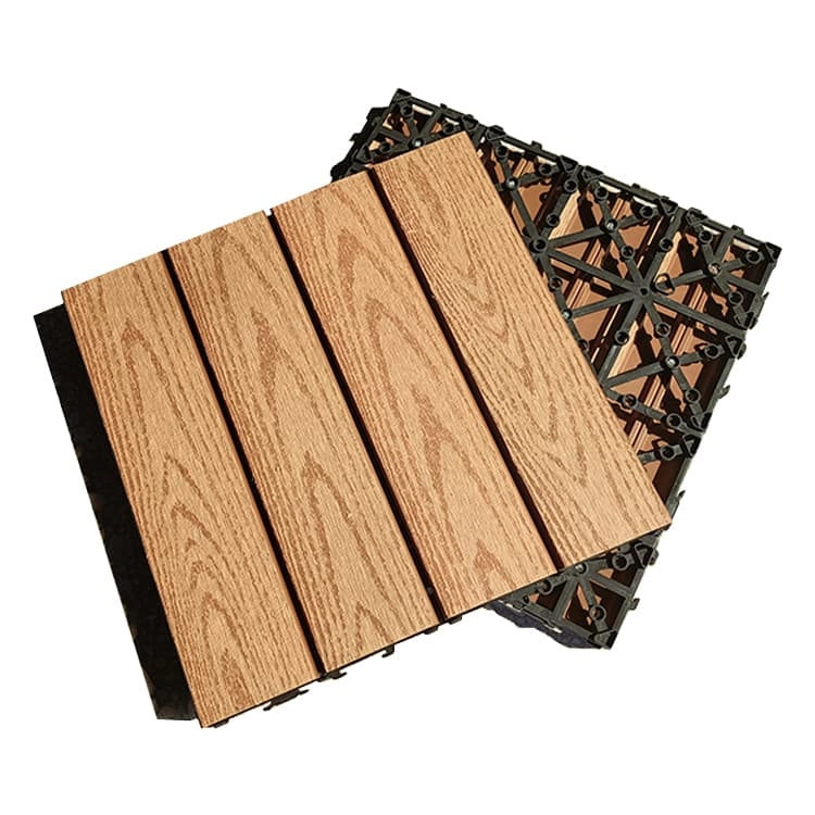 Tercel 300*300*20mm Anti-UV Colorfast Wood Plastic Composite Interlocking Deck Tiles Teak Patio Tiles