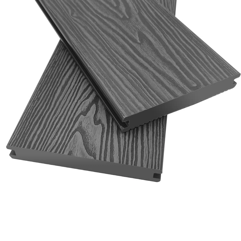 Tercel 140*25mm Grey Solid WPC Exterior Floor DeckING Waterproofing 3D Embossing WPC Decking Boards