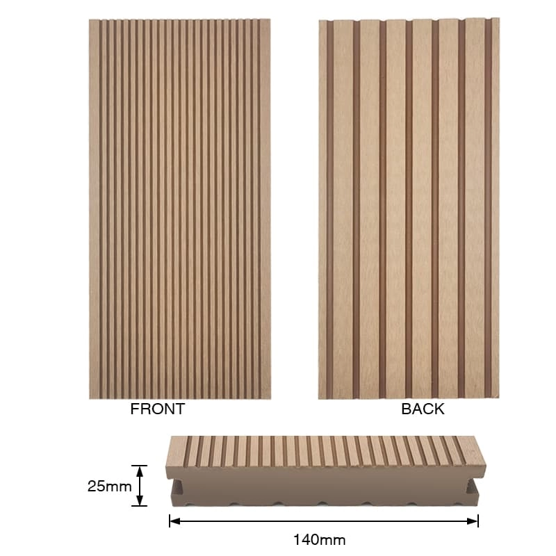 Tercel 140*25 mm Moisture-proof Anti-slip WPC Composite Wood Decking Boards WPC Wooden Decking in Balcony