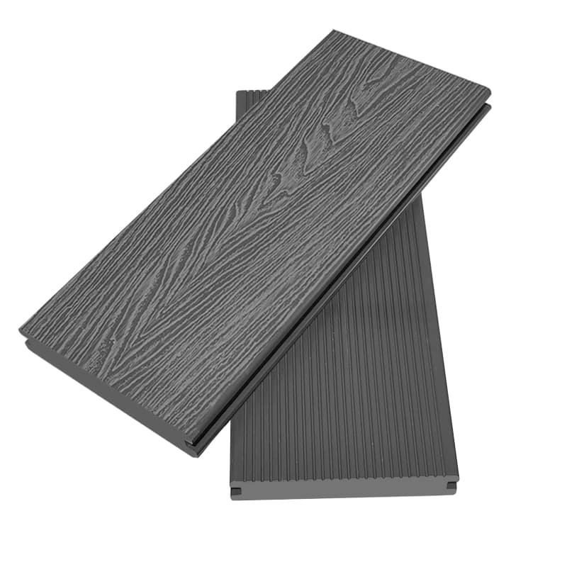 Tercel 140*25mm Non-slip WPC Boards for Pool Deck Dark Grey 3D Wood Grain Solid Decking Floor