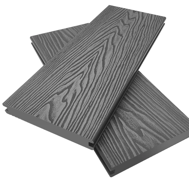 Tercel 140*25mm Grey Solid WPC Exterior Floor DeckING Waterproofing 3D Embossing WPC Decking Boards
