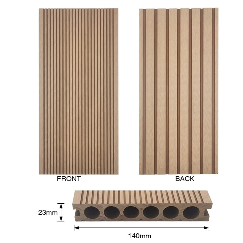 Tercel 140*23mm Anti-decay Anti-UV Anti-static Teak Color WPC Wood Boards for Balcony Floor